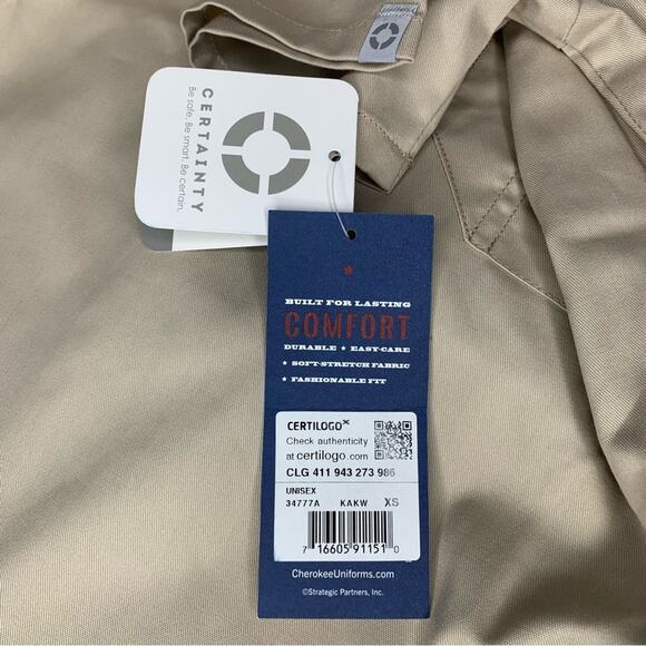 Cherokee NWT Workwear Unisex Tan Size XS One Front Pocket - Picture 8 of 8